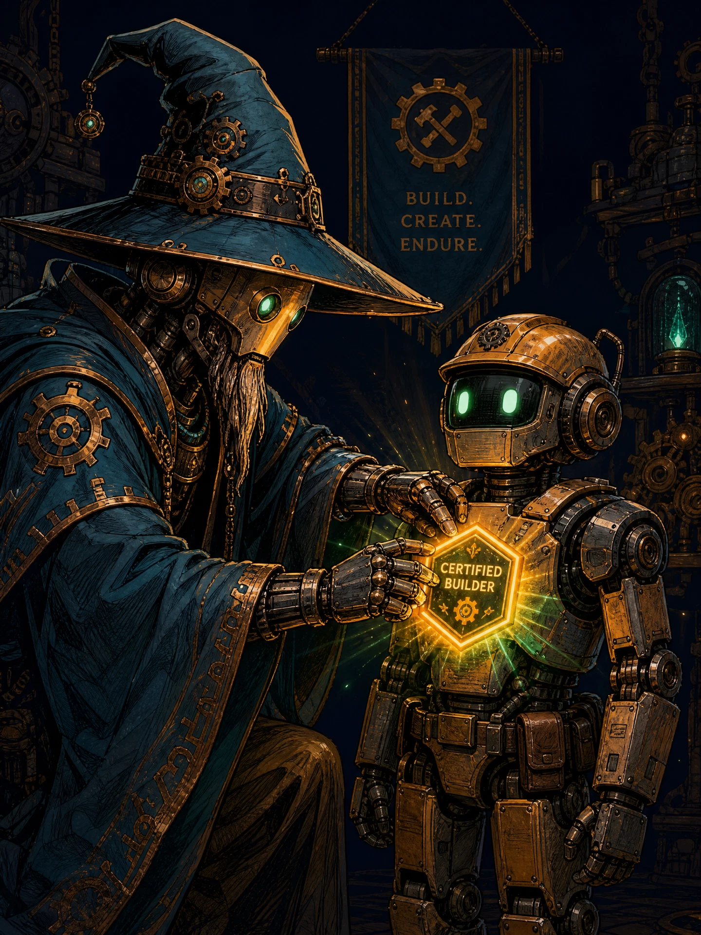 Wizard placing a CAB badge on a builder